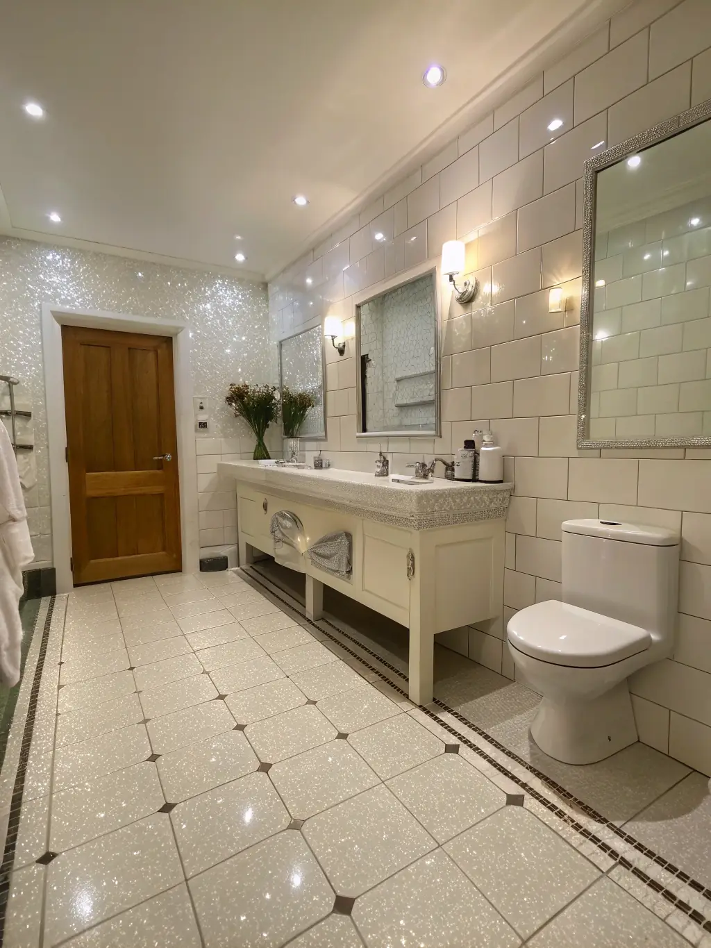 A close-up shot of a sparkling clean bathroom, with attention to detail on grout, fixtures, and surfaces, demonstrating Omini Clean's deep cleaning expertise.